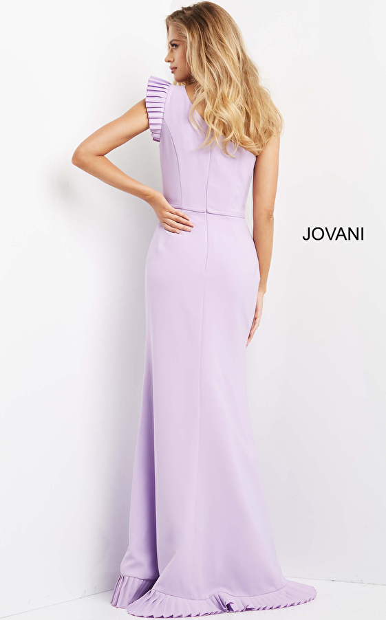 Jovani 08527 Lilac One Shoulder Pleated Hem Evening Dress